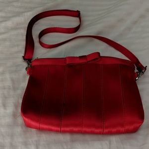 Harveys Seatbelt Bag Bow Clutch Handbag, red, New